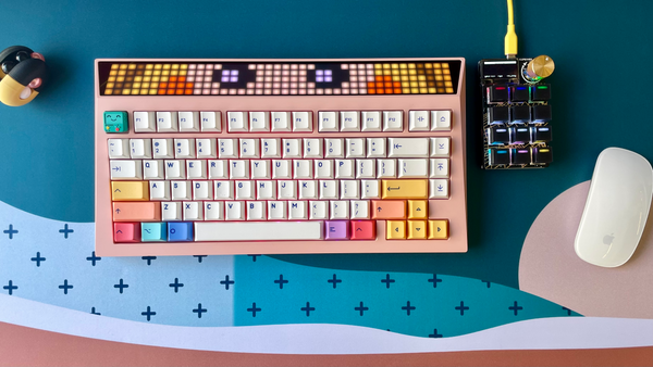 An LED-filled desk: keyboard &  macropad with 3D printed keycaps!